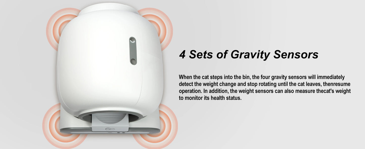 Automatic cat litter box with safety sensors