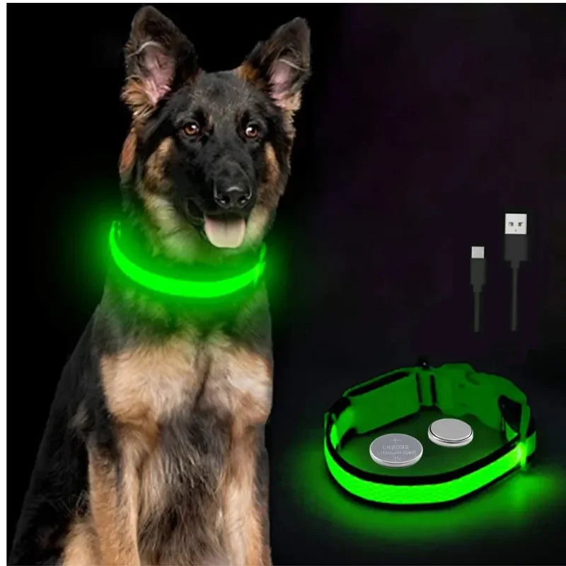 Smart LED Dog Collar – USB Rechargeable, 3 Light Modes, Anti-Lost Night Safety Collar