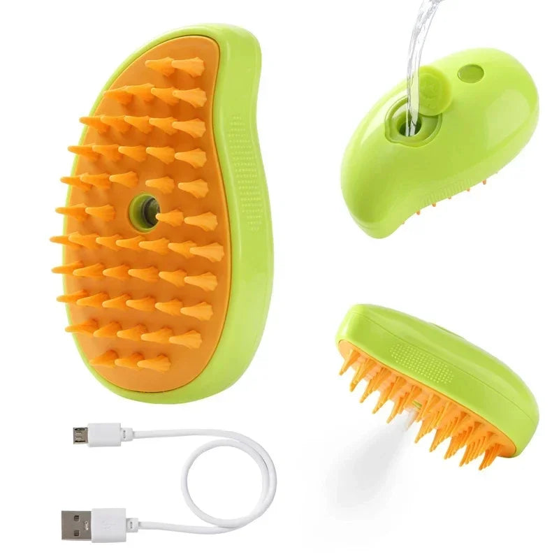Steam Pet Grooming Brush – 3-in-1 Rechargeable Deshedding & Massage Brush for Cats & Dogs
