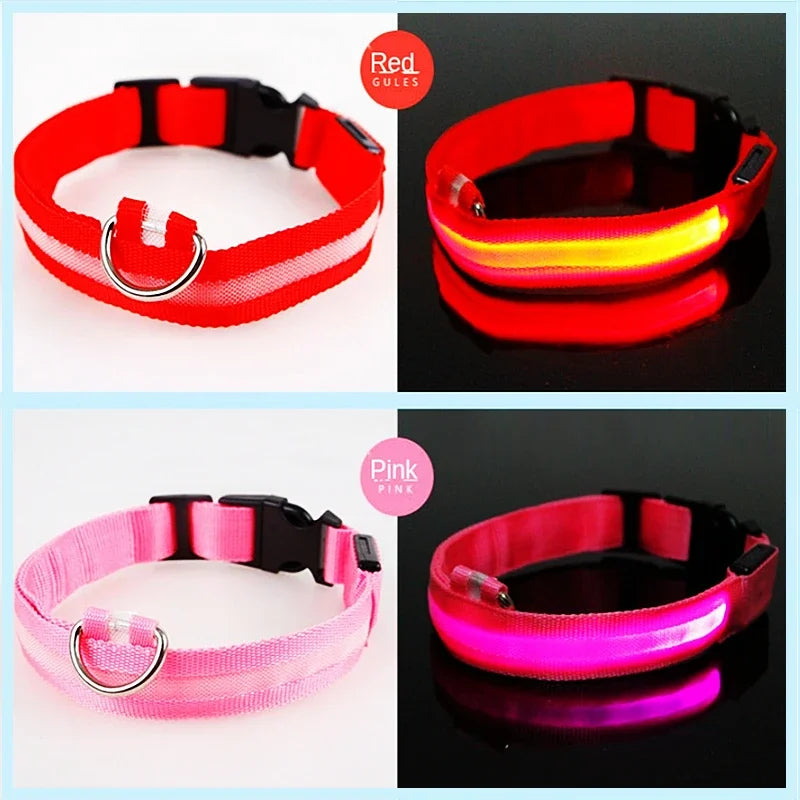 Smart LED Dog Collar – USB Rechargeable, 3 Light Modes, Anti-Lost Night Safety Collar