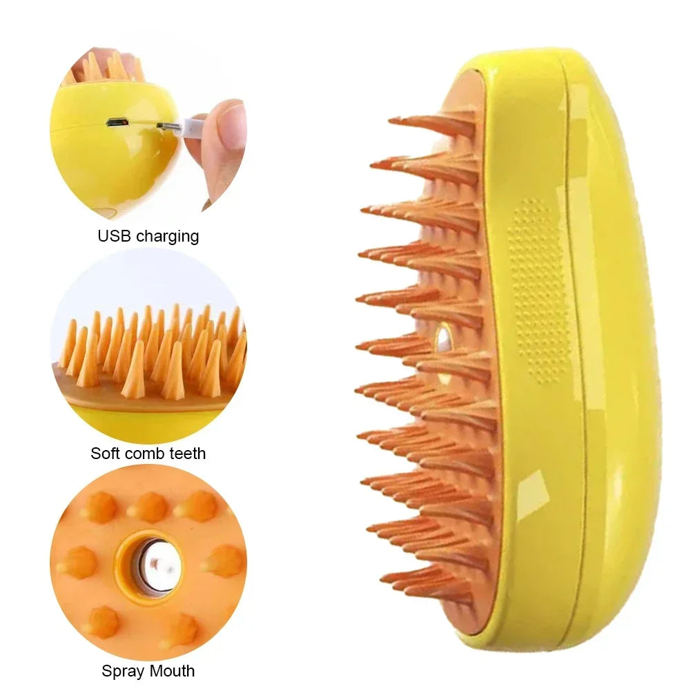 Steam Pet Grooming Brush – 3-in-1 Rechargeable Deshedding & Massage Brush for Cats & Dogs