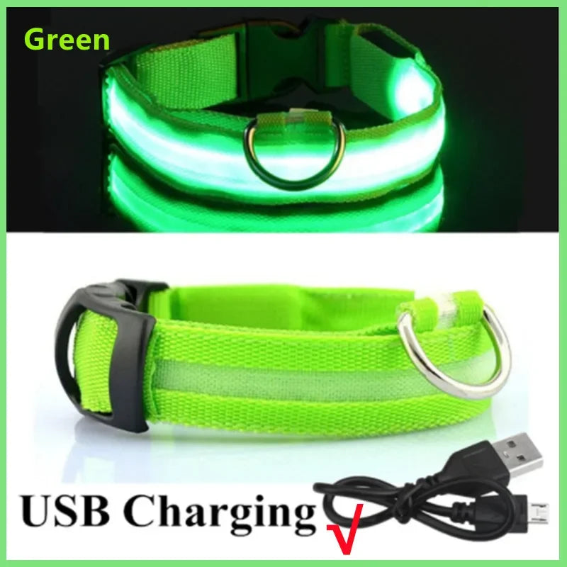 Smart LED Dog Collar – USB Rechargeable, 3 Light Modes, Anti-Lost Night Safety Collar