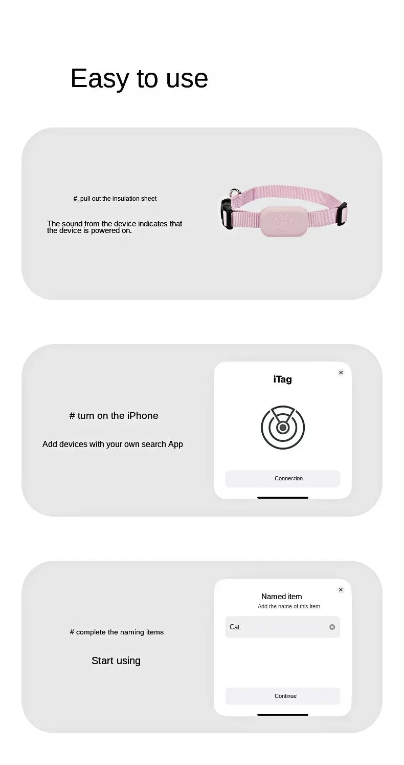 Mini GPS Pet Tracker Collar – Waterproof Anti-Lost Locator for Cats & Puppies