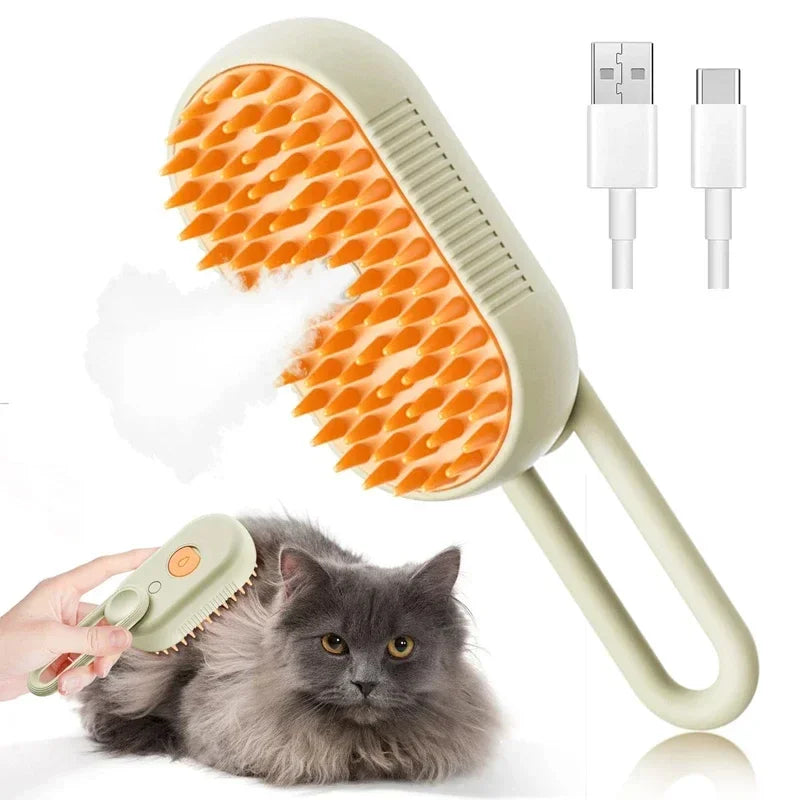 Steam Pet Grooming Brush – 3-in-1 Rechargeable Deshedding & Massage Brush for Cats & Dogs