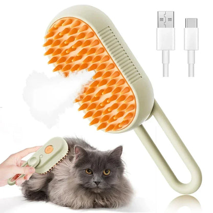 Steam Pet Grooming Brush – 3-in-1 Rechargeable Deshedding & Massage Brush for Cats & Dogs