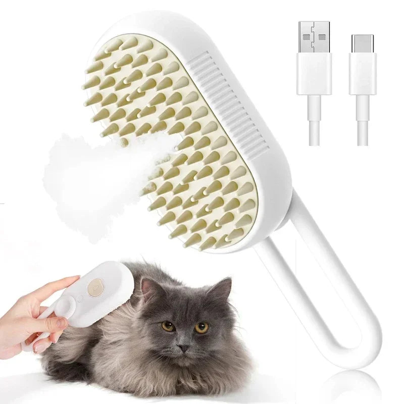 Steam Pet Grooming Brush – 3-in-1 Rechargeable Deshedding & Massage Brush for Cats & Dogs