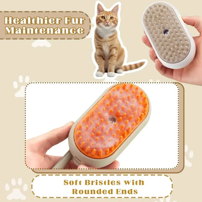 Steam Pet Grooming Brush – 3-in-1 Rechargeable Deshedding & Massage Brush for Cats & Dogs