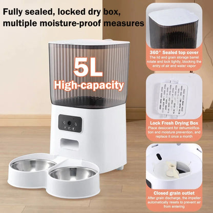 5L WiFi Smart Pet Feeder with HD Camera – Automatic Dog &amp; Cat Food Dispenser
