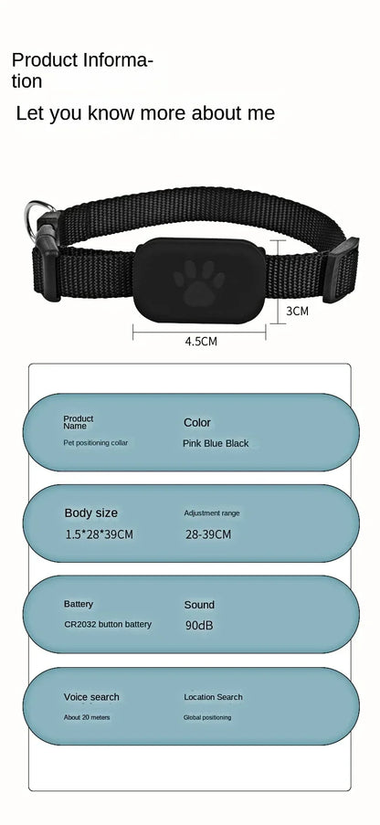 Mini GPS Pet Tracker Collar – Waterproof Anti-Lost Locator for Cats & Puppies