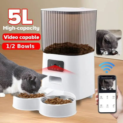 5L WiFi Smart Pet Feeder with HD Camera – Automatic Dog &amp; Cat Food Dispenser