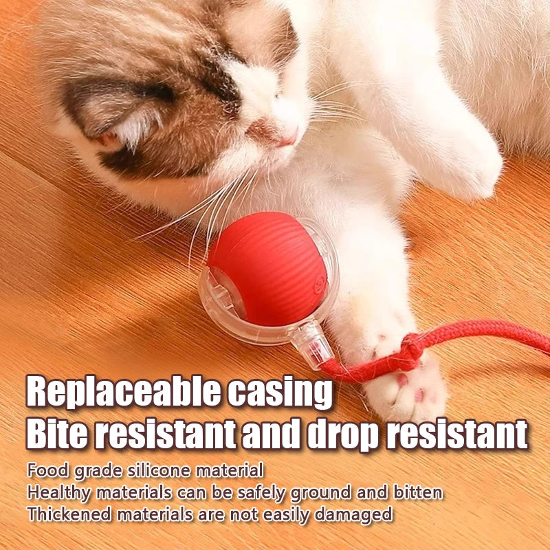 Smart Interactive Cat Ball – Automatic Rolling Rechargeable Toy with Tail