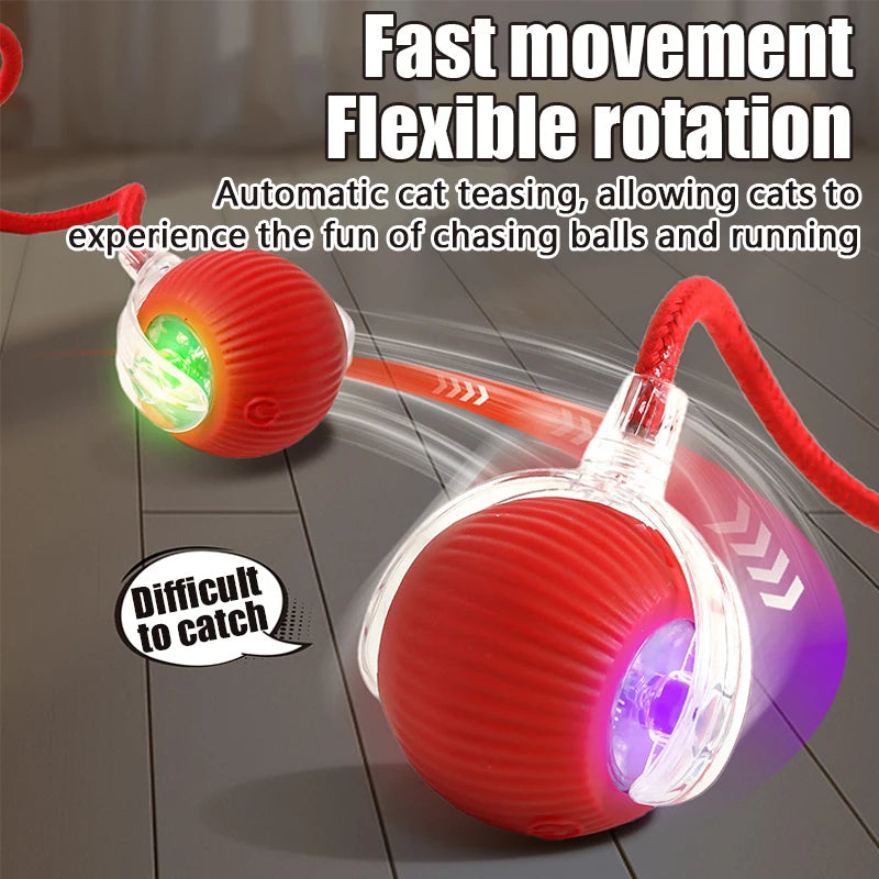 Smart Interactive Cat Ball – Automatic Rolling Rechargeable Toy with Tail