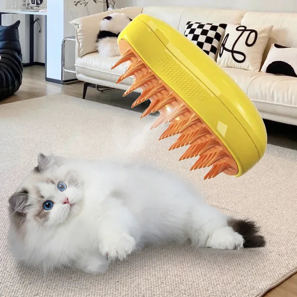 Steam Pet Grooming Brush – 3-in-1 Rechargeable Deshedding & Massage Brush for Cats & Dogs