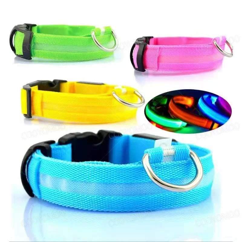 USB Rechargeable LED Dog & Cat Safety Collar – Luminous Flashing Pet Collar for Night Walks