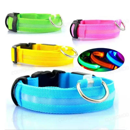 USB Rechargeable LED Dog & Cat Safety Collar – Luminous Flashing Pet Collar for Night Walks