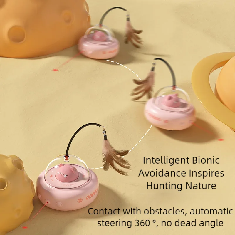 interactive UFO cat toy with obstacle avoidance
