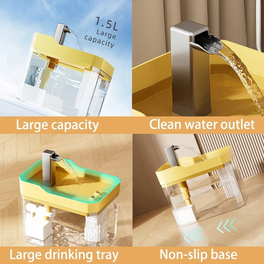 modern cat water dispenser transparent design