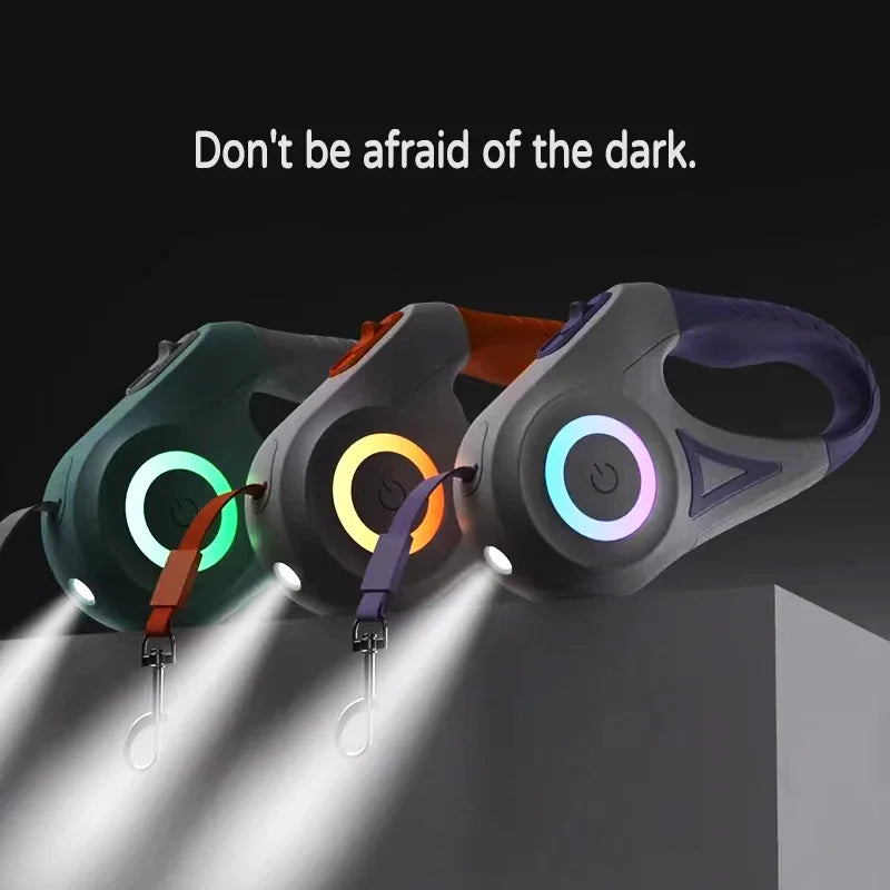 reflective retractable dog leash for night walks