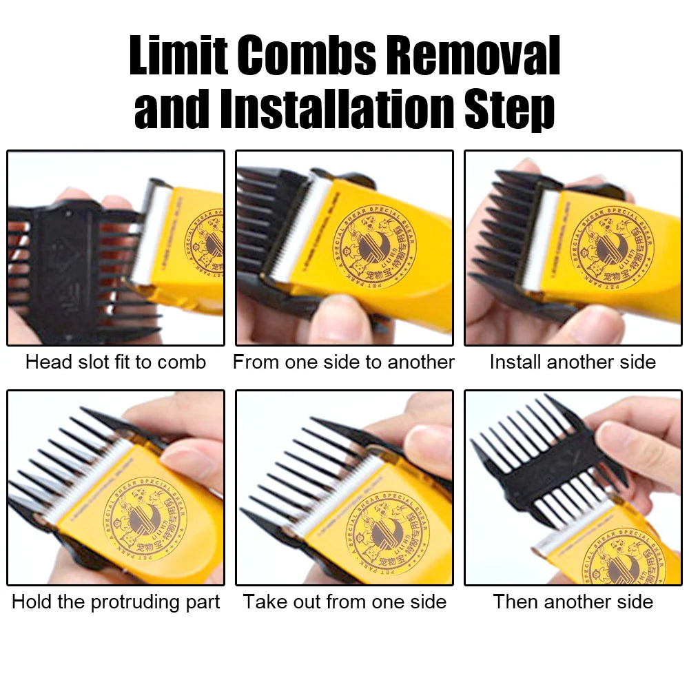 Step-by-step guide on how to use a hair comb with images and text.
