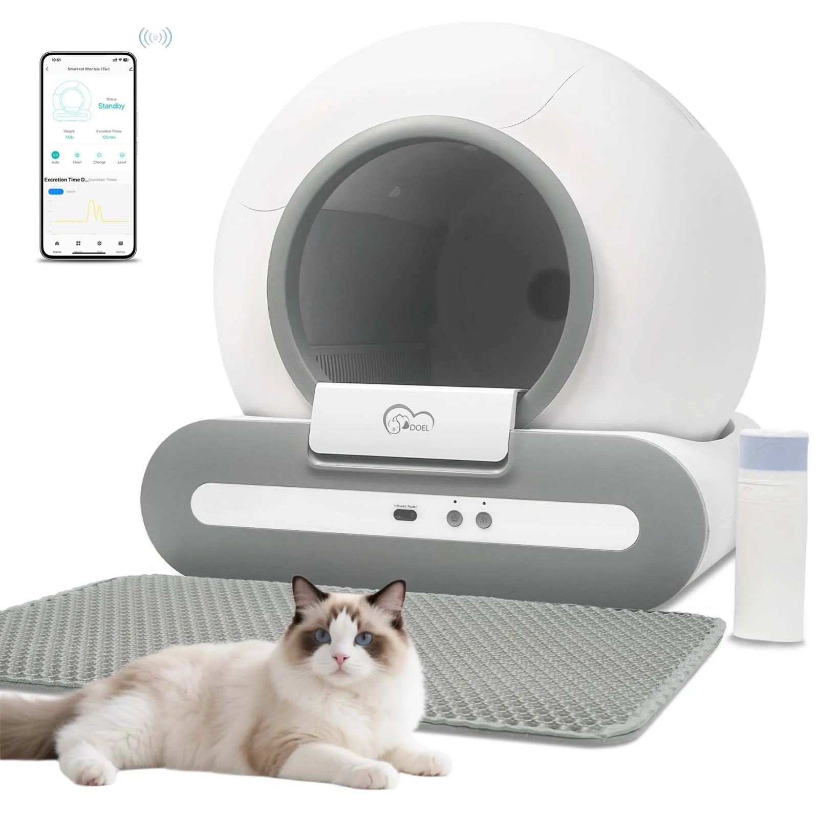 mart self cleaning cat litter box with app control