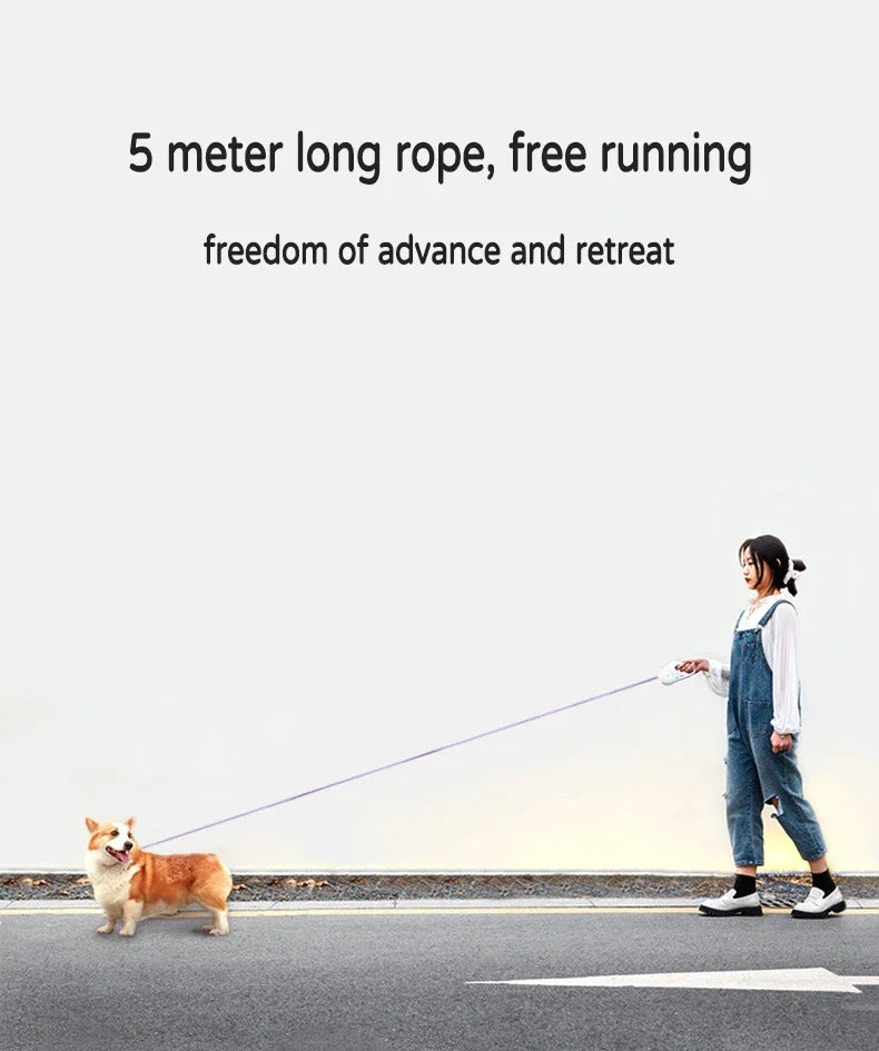 extendable dog and cat leash with led light
