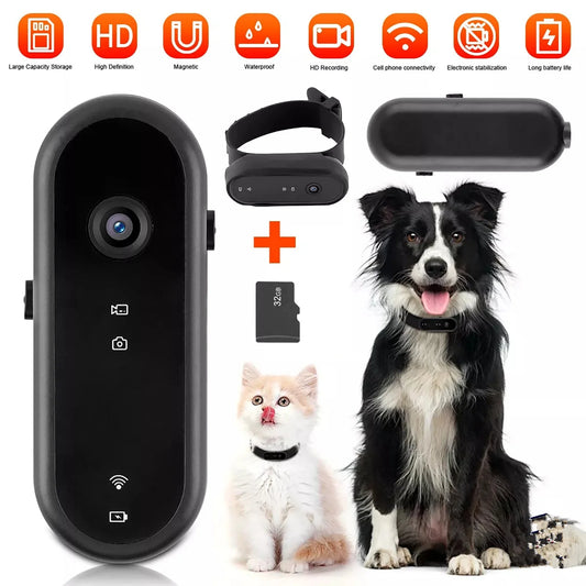 wireless pet collar camera HD for dogs and cats